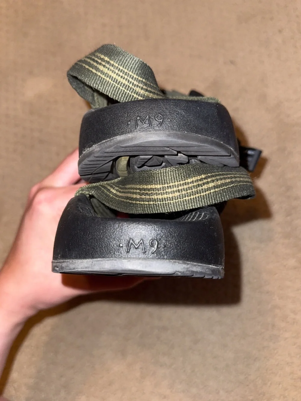 Chaco Men's Olive Green and Black Webbing Sandals